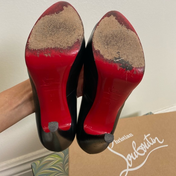 Christian Louboutin Very Prive 120 Black Leather Pumps Size 37 - Picture 3 of 9